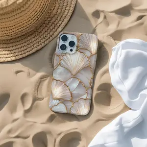 Stained Glass Seashell Phone Case for Girls Faux Mosaic Coquette Coastal Cover Protective Shockproof Ultra Slim Minimal Case for iPhone 17 16 15 14 13 12 11 Pro Max Plus Air Galaxy S26 S25 S24 S23 S22 S21 Ultra Plus FE