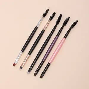 Double ended eyebrow brush 2-in-1 lazy novice soft head extremely thin portable eyebrow brush for makeup artists, student thin head outlet