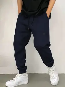 Men's Casual Jogger Pants, Elastic Drawstring Waist & Ankle Cuff, Versatile Knit Gym Shorts, Gym Running Fitness Wear, Runner Pants