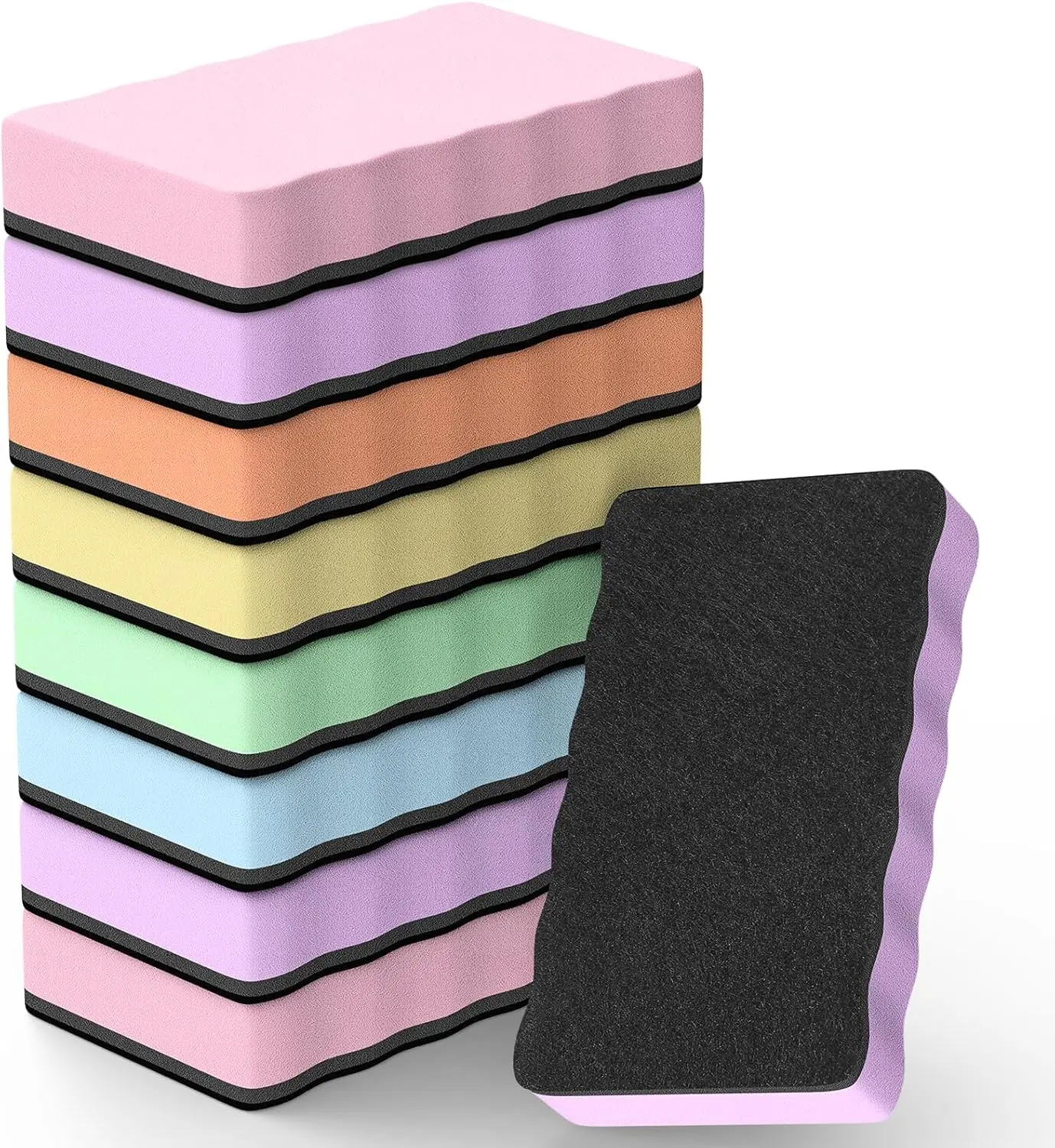MaxGear Compact Polyester Fiber Magnetic Whiteboard Erasers, 8-Pack 4x2x0.6in 6-Color Set Dry Erase Pads with Strong Magnets for Effective Cleaning, Reusable Wipers for Classrooms, Home Arts & Crafts