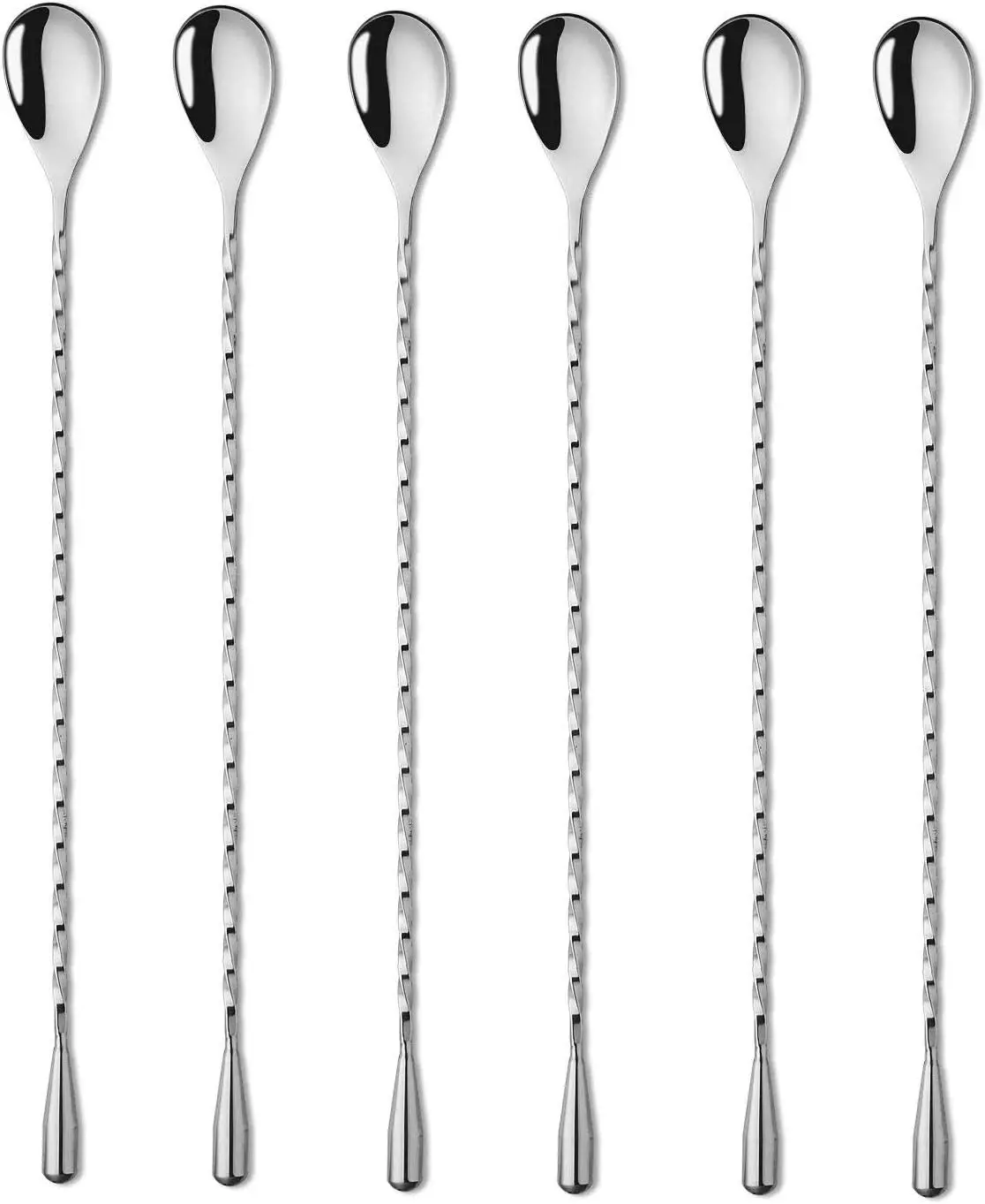 6 count 12 Inch Bar Mixing Spoon  Spoon Stainless Steel Bar Long Spoon With Spiral