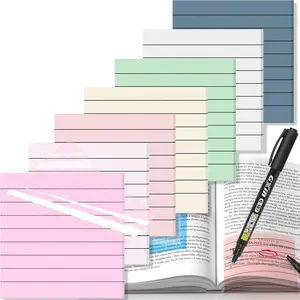 Transparent Sticky Notes with Lines,  8 Pack Lined Sticky Note 3x3 Super  Adhesion,  Clear Sticky Note for Study, Book,Office,School Supplies