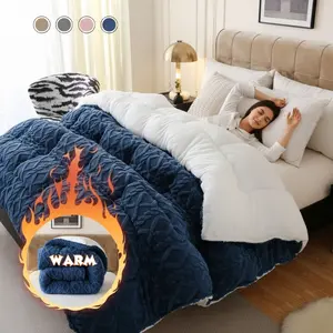 Luxurious Plush Taffeta Comforter Extra Thick Soft 500gsm Filling Heavy Duty Warm for Autumn Winter Queen King Size Home Decor Gift