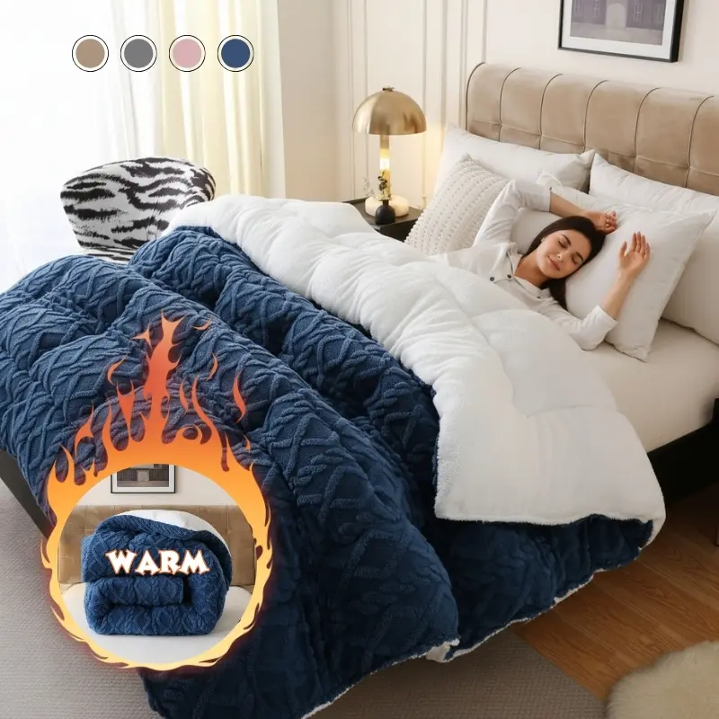 Luxurious Plush Taffeta Comforter Extra Thick Soft 500gsm Filling Heavy Duty Warm for Autumn Winter Queen King Size Home Decor Gift