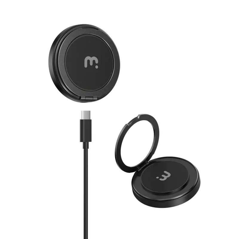 MyBat Pro DockIt 360° MagSafe Wireless Charger - Qi Magnetic, 360-Degree Suction, Flexible Ring Grip Handle, Rotatable Head, Hands-Free Use for Smartphones, Magnetic Charging Ring Included, Wireless Chargers, Magnetic Charging Ring Chargers