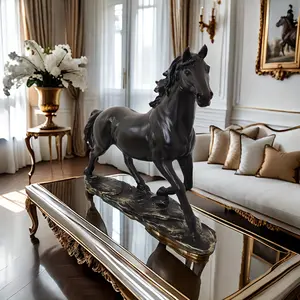 1pc Vintage Resin Horse Statue, Equestrian Figurine for Home & Office Decor, Versatile Indoor/Outdoor Sculpture, Ideal for Living Room, Bedroom, Study - No Electricity Needed fengshui ornament heal stone silk  flowers bouquet  Black fake artificial  trees