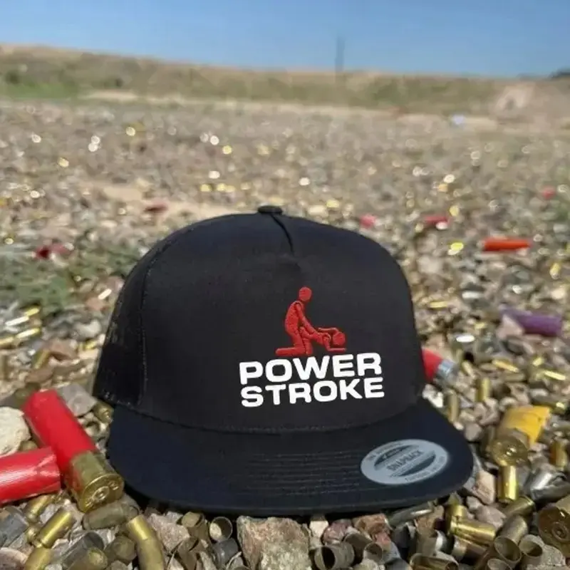 Power Stroke Trucker Hat | Funny Diesel 7 Panel Mesh Snapback | Flat Bill Truck Hat | Gift for Ford Truck Lovers