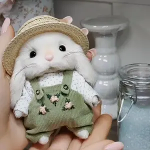Cute Teddy Bunny 14cm Rabbit Gardener Girl's Holiday Gift Exquisite Keychain Short Plush PP Cotton Material Fresh & Cute Style