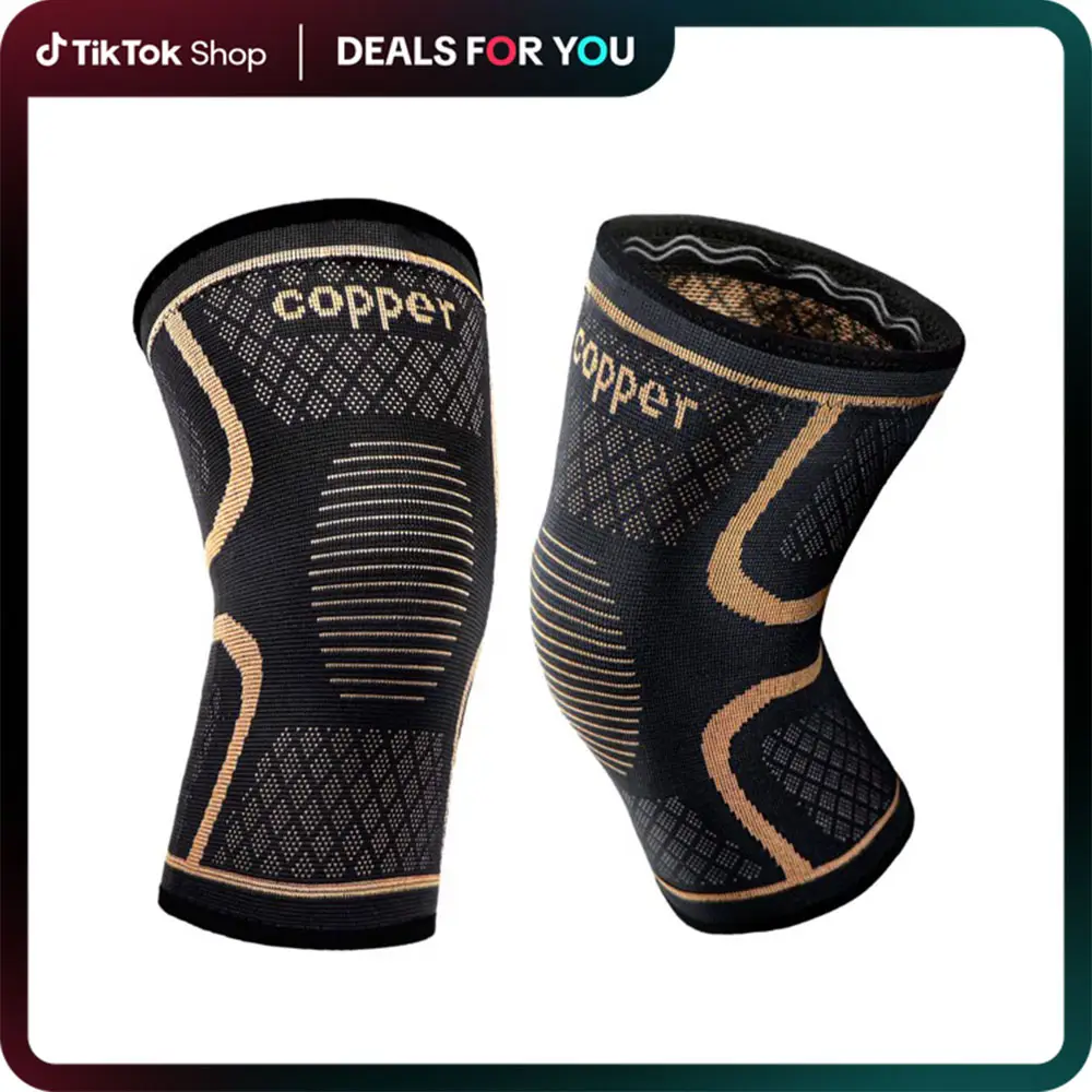 GEEKHOM Copper Knee Braces 2 Pack for Knee Pain Relief & Support - 3D Knitting Technology for Meniscus Tear, Running, Weightlifting, Workout, ACL, Art
