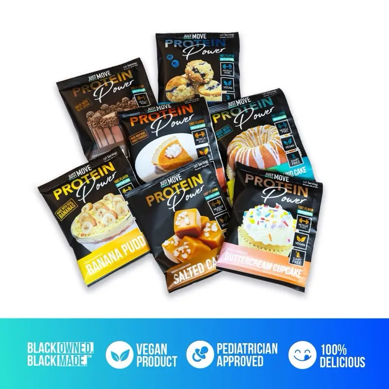 Just Move Protein Sample 7 Pack - Vegan (Plant Based) Organic, Dairy Free, Soy Free, Gluten Free, Keto, Peanut Free, 20g -22g Protein, Low Carb, Non GMO supplements fitness dietary supplement post-workout recovery Edible Flavor Healthy Multi Flavors