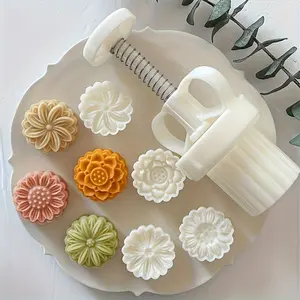 20g Mini Flower Moon Cake Mold Mung Bean Cake Daisy Sunflower Lotus Shape Cookie Stamp Mid-Autumn Festival Hand Pressed Pastry