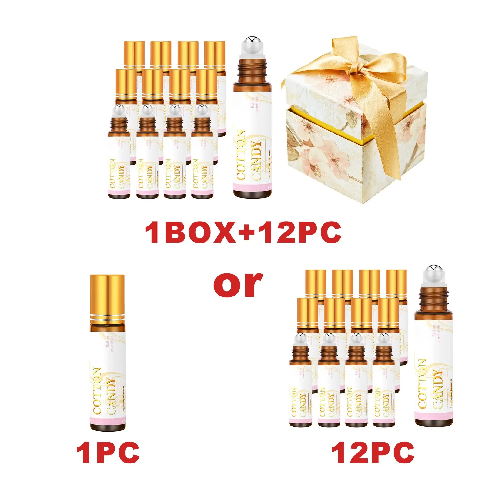 10ML Cotton Candy Rollerball Essential Oil, Long-Lasting Scent, Alcohol-Free, Massage Oil, Diffuser, Car Air Freshener, Home Decor Gift