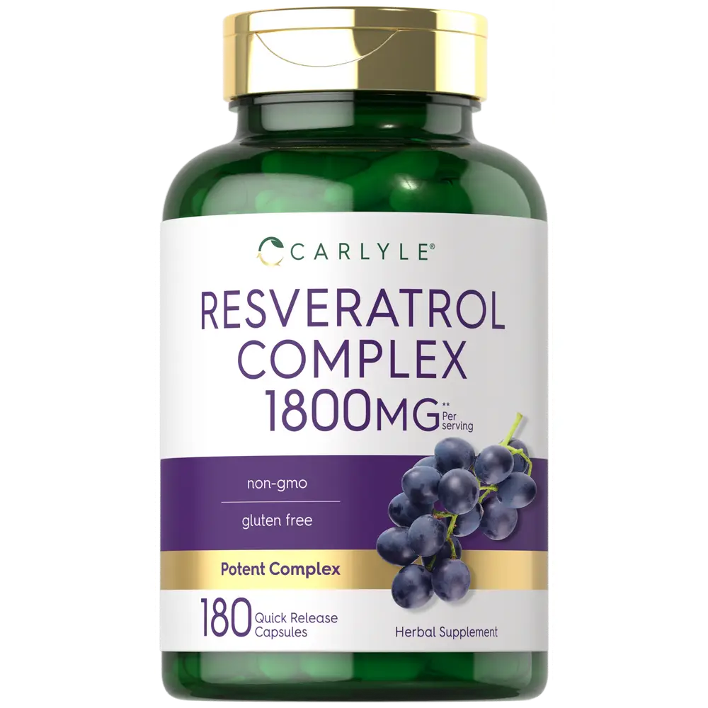 Carlyle Resveratrol Supplement 1800mg | 180 Capsules | Non-GMO & Gluten Free | Potent Complex