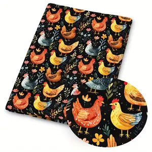 1 piece of chicken-print fabric – 59×19.68 inches (150×50 cm) pre-cut polyester fabric featuring a farm rooster design – suitable for DIY sewing, scrapbooking, tablecloths, and crafts