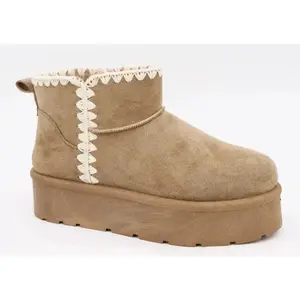 Bamboo Oatmeal Crochet Trimmed Bootie