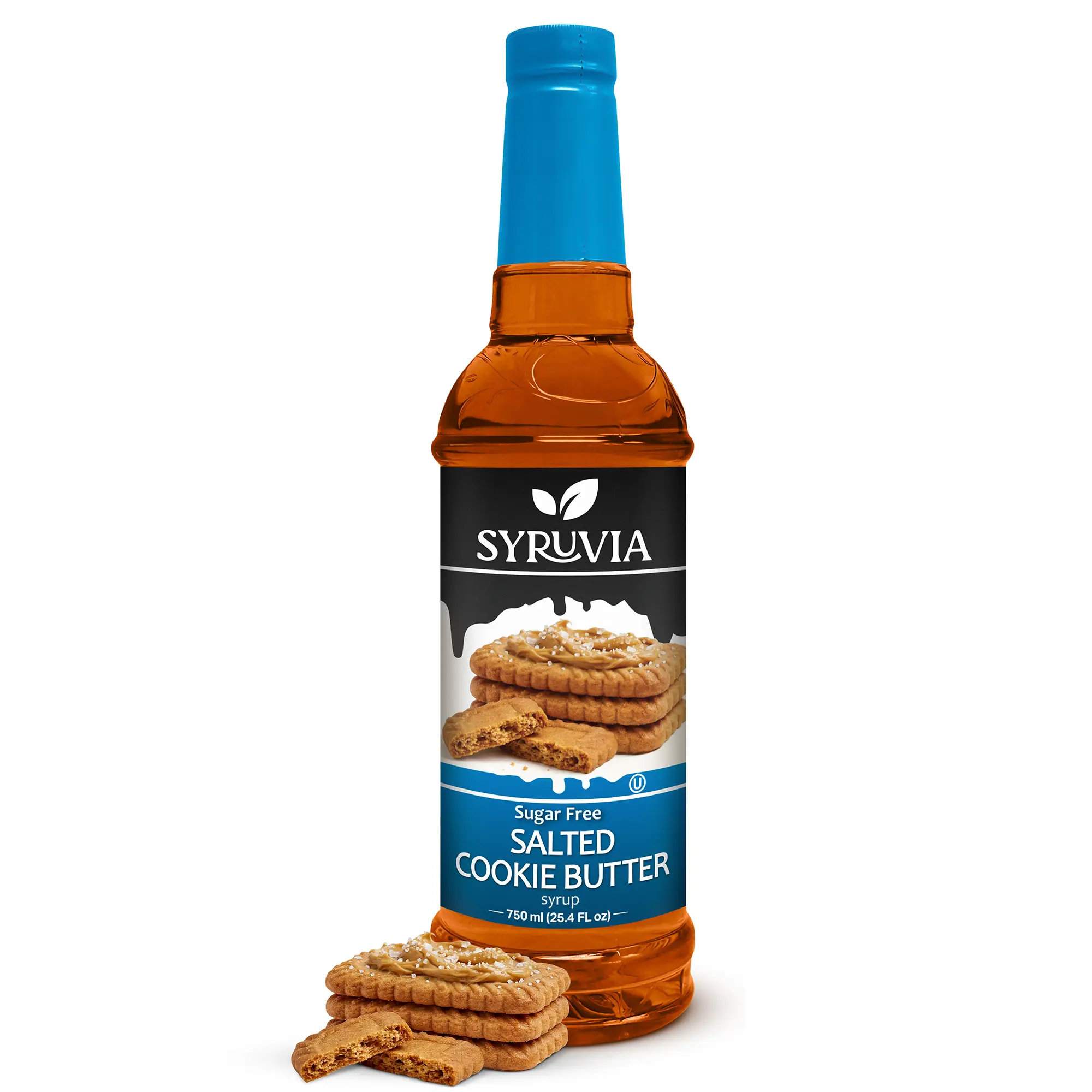 Syruvia Sugar-Free Salted Cookie Butter Coffee Syrup - 25.4 fl oz - 0 Calorie, Kosher, Gluten-Free Coffee Syrup for Drinks, Shakes, Desserts & More