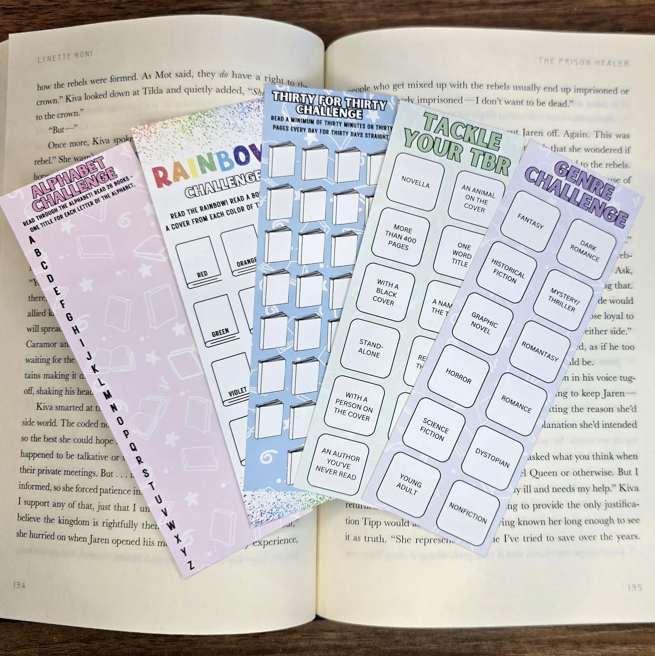Reading Challenge Bookmarks (Set of 5)