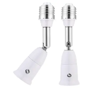 E26/E27 Light Socket Extender,180  Bendable, Extension Socket Extender Adapter, E26/E27 to E26/E27 Adjustable Extension, Flexible Medium Light Bulb Socket Converter (5.5inch 2-Pack)
