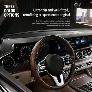 2PCS/3PCS Ash Wood Grain Car Steering Wheel Cover, Luxury Premium Non-Slip Durable Steering Wheel Protector, Clear Wood Texture Comfortable Grip All-Season Universal Fit OEM Snug Fit Car Interior Accessory