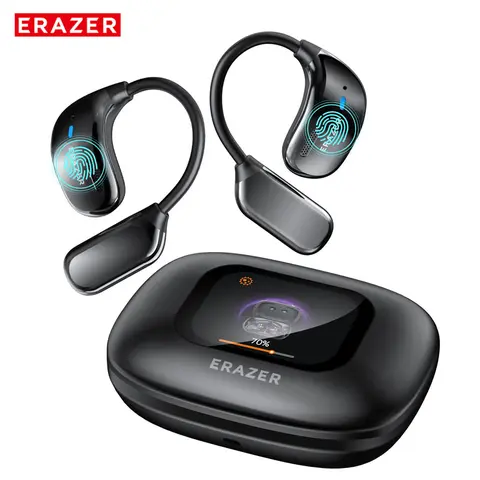 ERAZER UV Sterilized Wireless Bluetooth Headset OWS Open Earbuds Game Music Mode HIFI Stereo Full Color Touch Screen Headset UVC Anti-Virus Cleaning Headset For Travel Business Study