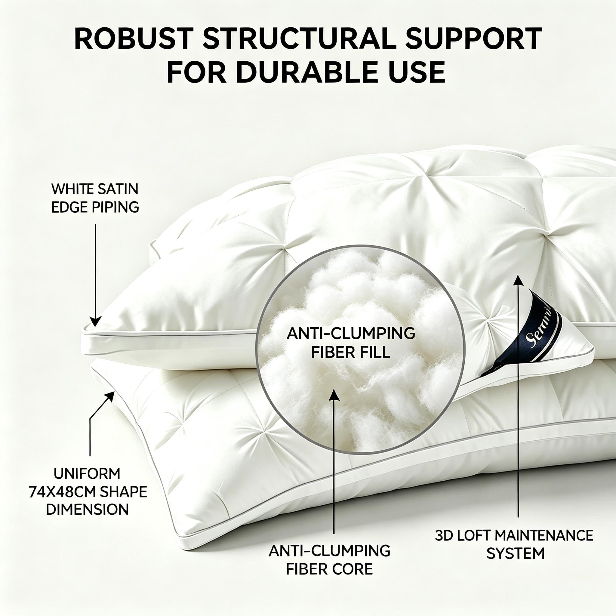 Luxury 5-Star Hotel-Quality Bed Pillows - 900g Ultra-Fluffy Breathable Down AlternSleeping Cushion, Full/King Sizes Bedding Accessory,back to school,back to school shopping,home decor