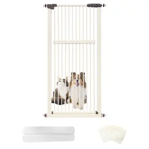 Lumizone Extra Tall Pet Gate 55.12" High Pressure Mounted 30.12"-67.32" Wide for Children Stairs Doorway Hallway No Drilling Dog Cat Proof fence