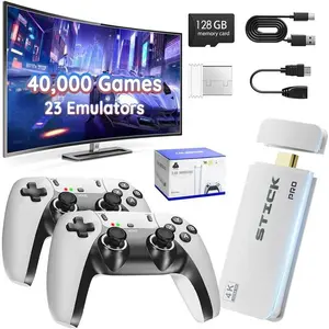 M15 Retro Game Console - 40,000+ Games, 128GB TF Card, 4K HDMI Output, Dual Wireless Controllers, Plug & Play Video Game Stick for TV for Holiday Birthday Gift gift idea digital game night gadget portable gaming system multiple Gaming gamer  gifts nostalg