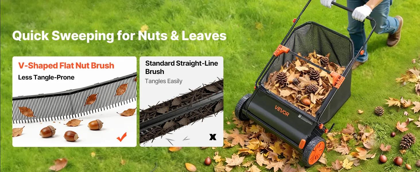 VEVOR 3 Packs Lawn Sweeper Brush Replacement, Compatible with VEVOR 26 inch Lawn & Leaf Collector Sweepers, Yard Sweeper Brush Paddle with Durable V-Shaped Bristles for Easy Grass Leaf Cleanup