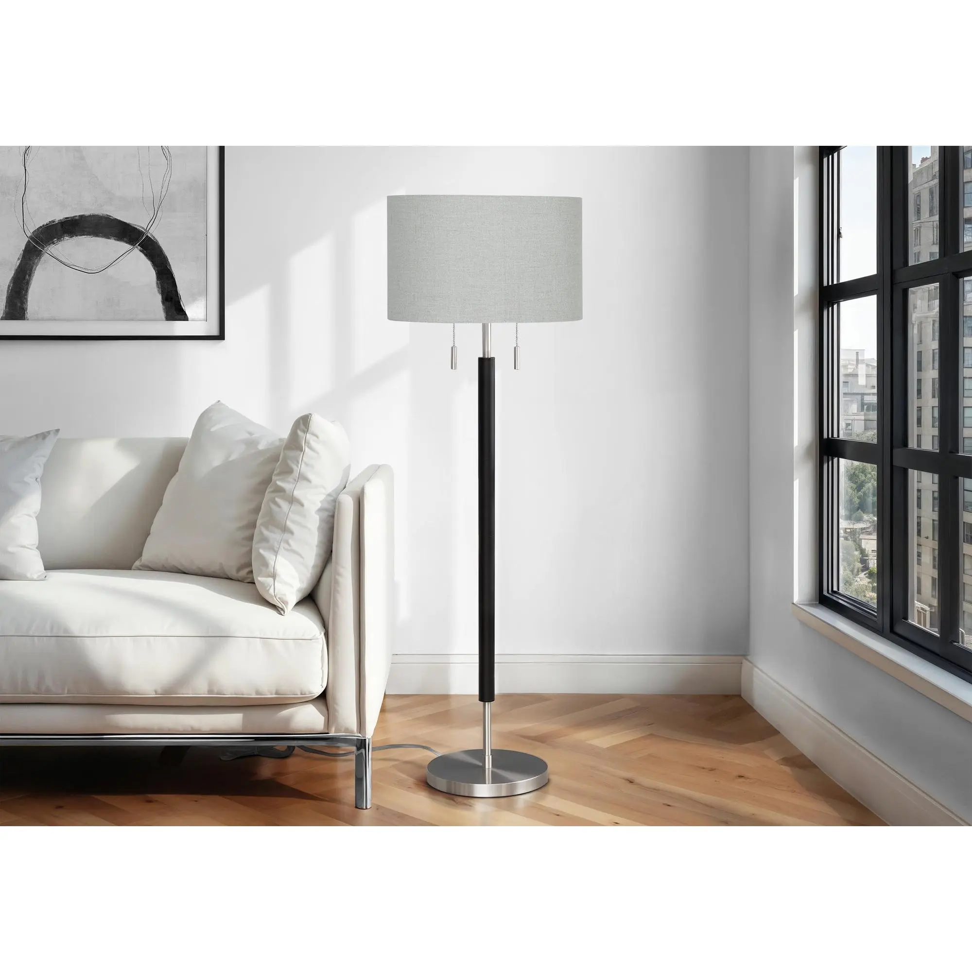Premiere Lamps Nickel Metal, Grey Shade, Contemporary
