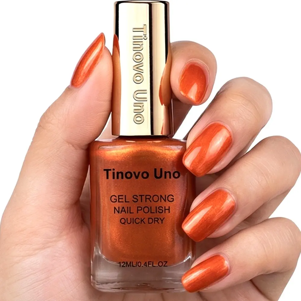 Tinovo Uno Orange Nail Polish Fingernail Polish Nail Liquid 12ML Nail Art Manicure Nail Care--Quick-drying, Smooth, long-lasting, durable, alcohol-free, no lamp required, suitable for hand application, adult-specific formula.