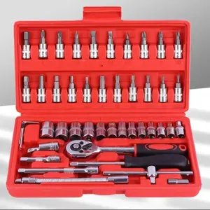 home improvement tools， 46-Piece set of screwdrivers, various auto repair tools, ratchet wrench combination sleeve, manual hardware, home car toolbox set, 46 pcs llave de trinquete