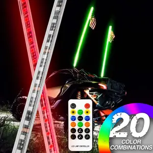 2PCS 3FT 12V LED Whip Light Universal RGB LED Flagpole Lamp Colorful Antenna Driving Decorative Light For Car SUV ATV UTV RZR