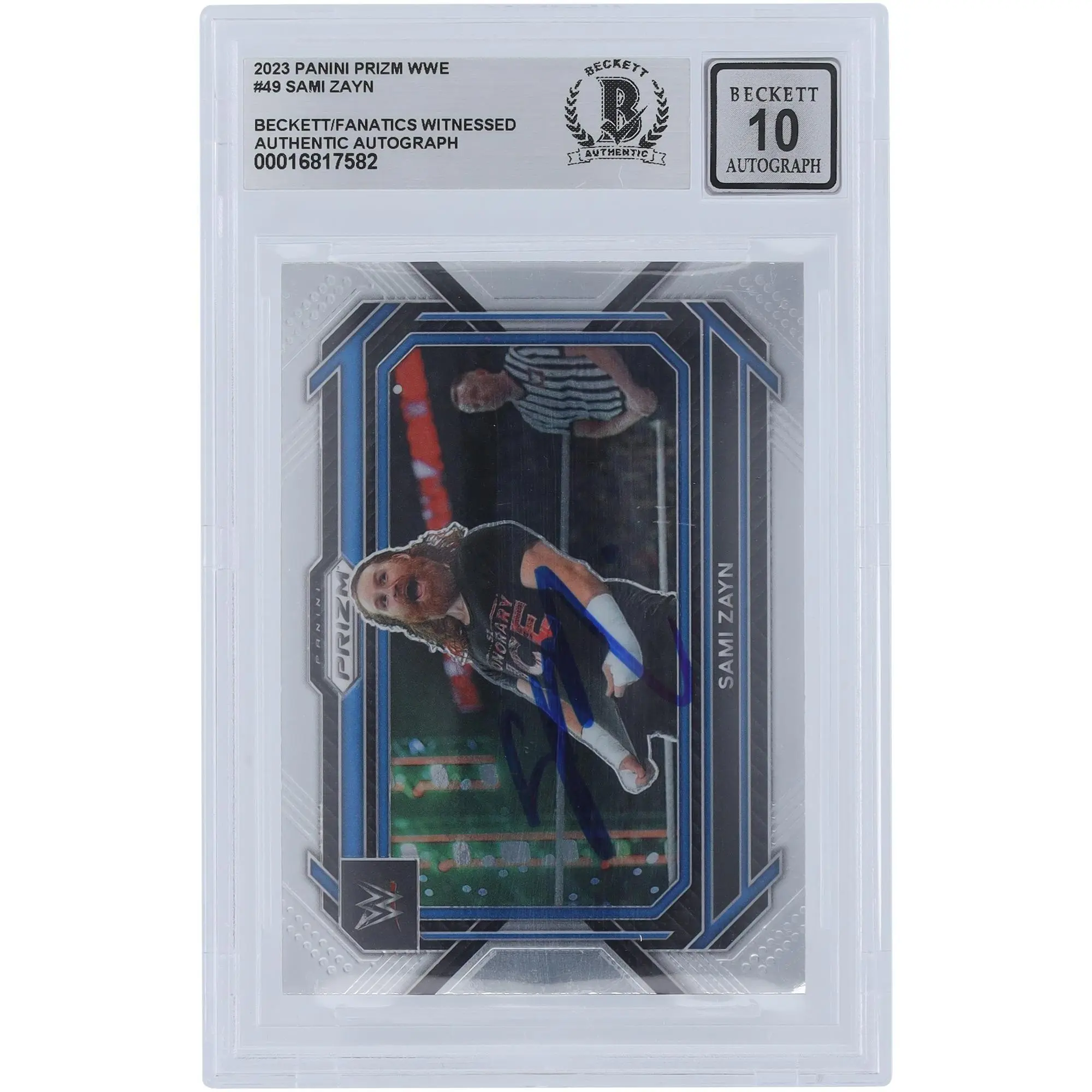 Sami Zayn WWE Autographed 2023 Panini Prizm #49 Beckett Fanatics Witnessed Authenticated 10 Card - Fanatics Authentic Certified