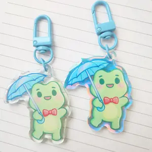 Umbrella Frog Acrylic Keychain (Available in rainbow)