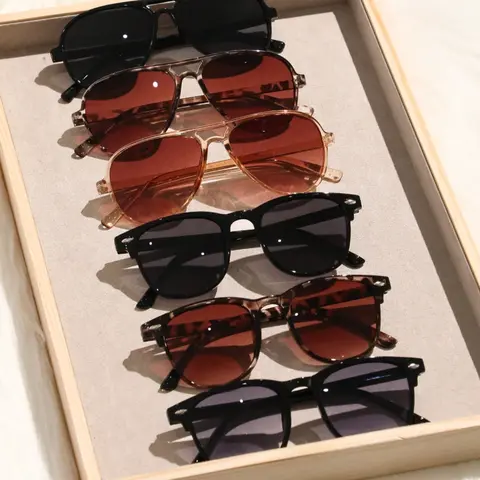 Boho Style Fashion Glasses Set, Unisex 6 Pairs with Two Frame Types, Multicolor Decorative Eyewear for Parties Outdoor Travel Gifts, Stylish Glasses, Styling Sunglasses, Casual Sunglasses, Trendy Sunglasses