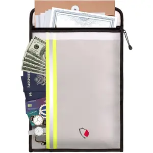 Fireproof Document Bag (15 x 11 inch) with 2 Pockets &  Zipper, Fire Safe Envelope Bag for , Legal Documents ()