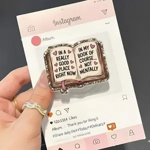 MagSafe Phone Grip Funny Bookish Gift, In A Really Good Place In My Book Not Mentally Glitter Magnetic Phone Holder, Bookworm Kindle Accessor