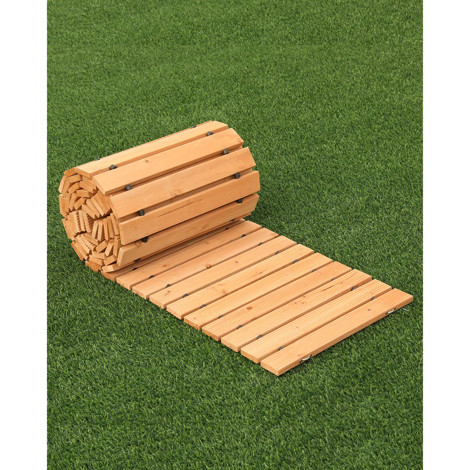 【summerfinds】VEVOR Wooden Garden Pathway, 12 ft L x 17 in W, Non-Slip Straight Garden Walkway, Roll Out Cedar Outdoor Walkway Path with Wire Rope Connection, Decorative Garden Paver for Backyard Wedding Party