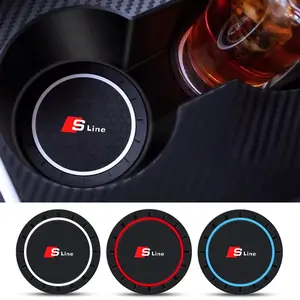 2pcs Sline S Line Car Interior Anti-Slip Mats, Silicone Coasters for Audi Models, Durable & Stylish Vehicle Accessory, Audi Compatibility, Car Interior Accessories