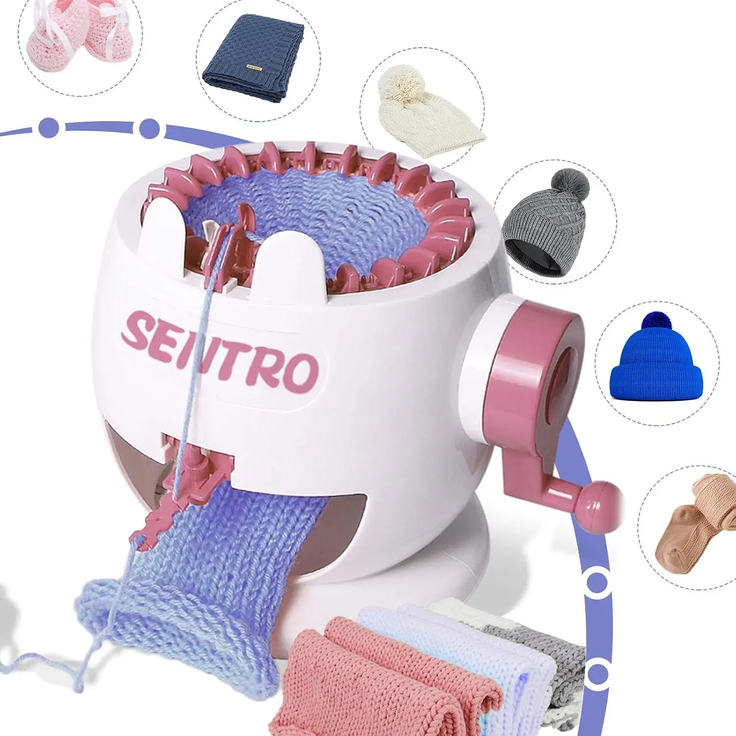 SENTRO Knitting Machine, 22 Needles Knitting Machines for Kids, Crochet Knitting Machine Kit for Sock/Hat/Pumpkin Gift