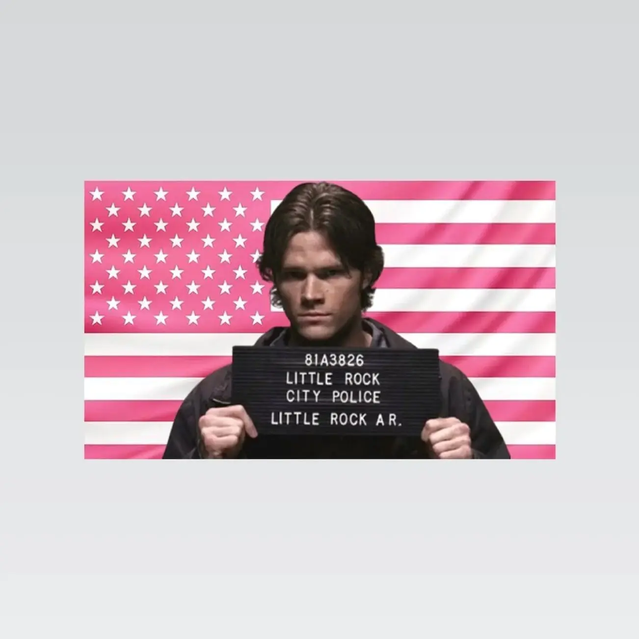 Sam Winchester Pink American Flag Tapestry – Supernatural Wall Art Decor | TV Show Fan Flag | Aesthetic Pink Bedroom Decor