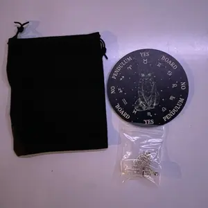 Mystical Black Cat Pendulum Dowsing Kit for Spiritual Guidance - Complete Set with Divination Board Velvet Pouch & Pendulum for Personal Growth and Self-Discovery
