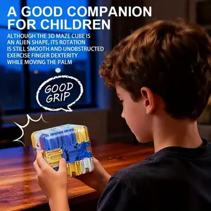 and Blue 3D Maze Cube Puzzle Toy for , Transparent Twist Puzzle for Mental Training, Fast-Paced Family Competition, Educational Brain Teaser, Group Play, Uncharged, Mixed Color, Plastic Material