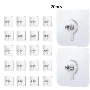 20 Piece Modern Wall Hooks for Easy Installation, Strong Adhesive, No Drilling, Waterproof Plastic, Ideal for Kitchen and Bathroom Decor