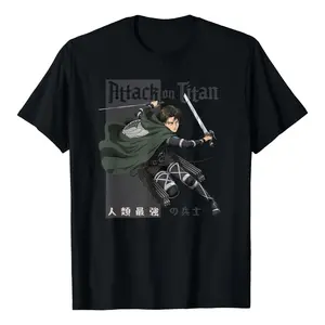 Men's Polyester T-Shirt, Featuring Cool Attack On Titan Levi Soldier Print, Streetstyle Garment for Pairing with Jeans & Sneakers