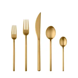 Mepra Due Brushed Gold 20-Piece Flatware Set