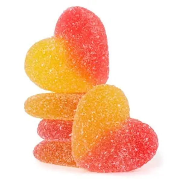 Gummy Peach Hearts - Sweet and Soft Sugarcoated Candy with Peach Flavor - 8 oz  & 1 lb Candy Bag Snack Corn