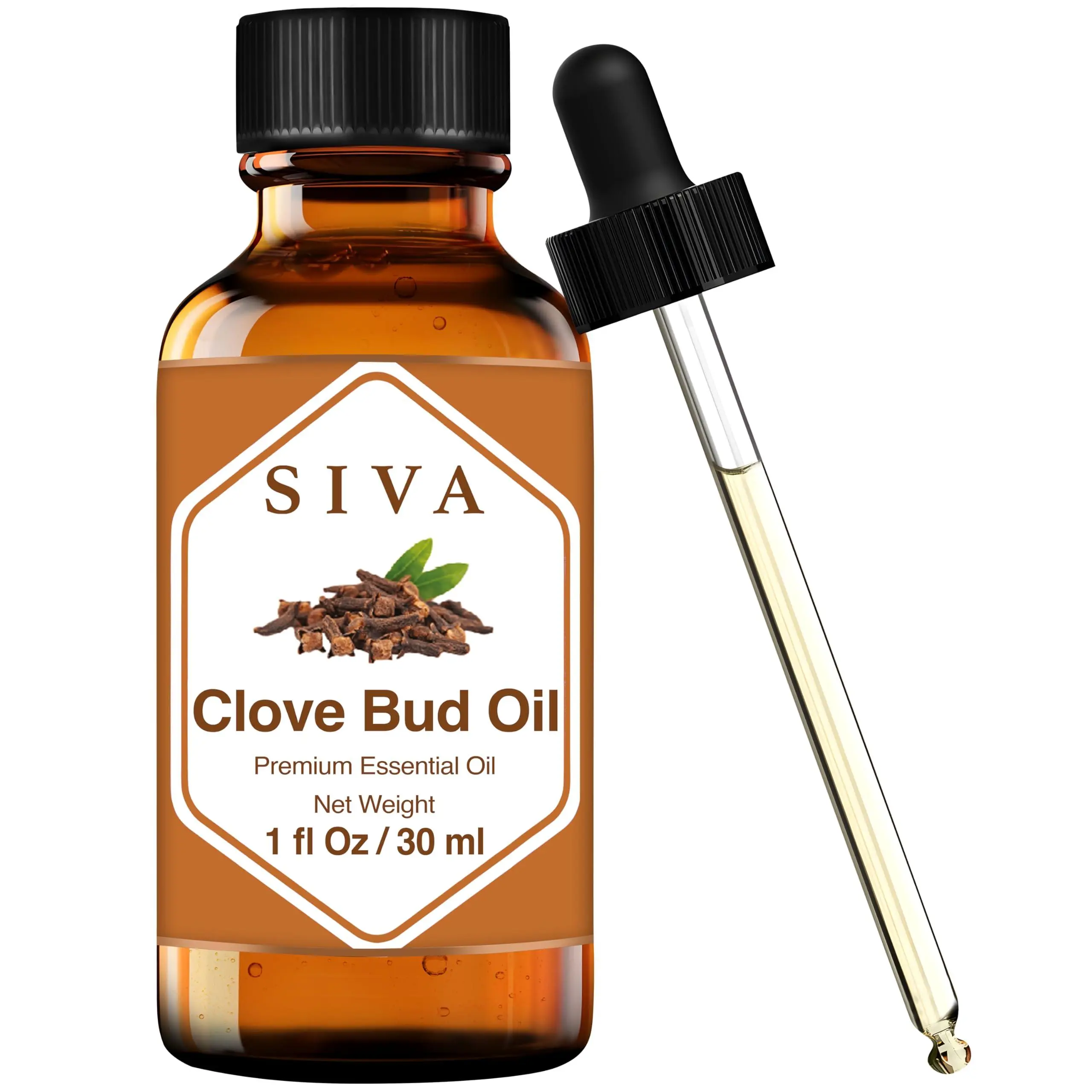 SIVA Natural Clove Bud Essential Oil - 1 Fl Oz (30ml) Therapeutic Liquid with Dropper Dispenser, Home Fragrances Aromatherapy & Self Care Products for Diffuser, Skin Care Wellness