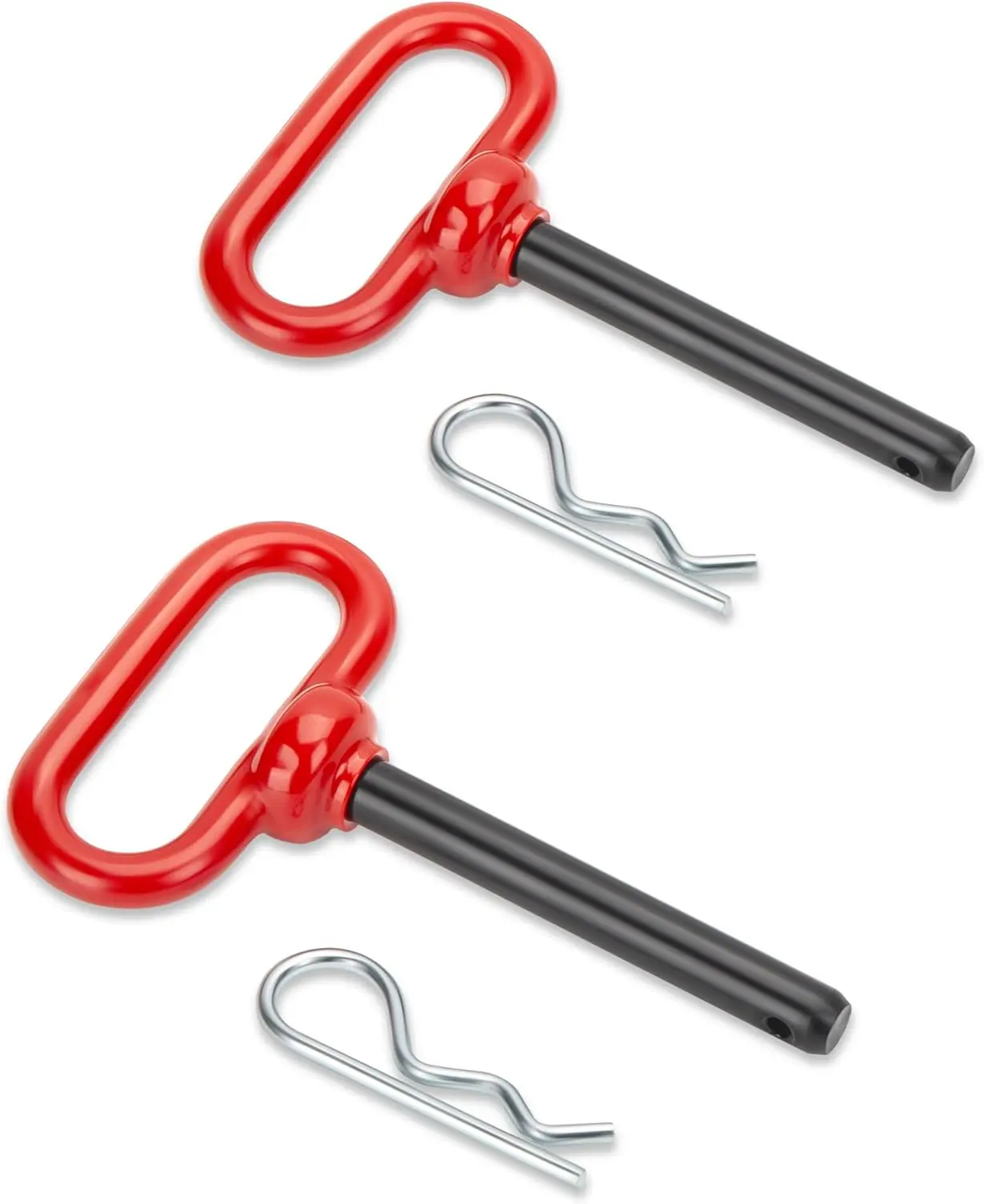 1/2 inch Trailer Hitch Pin and Clip, 1/2" x 4" Tow Hitch Pin Rubber Coated Red Handle Pin for , Towing, Lawn Mower, Golf Cart and ATV, Heavy Duty Gate Pin Trailer Accessories One-Handed