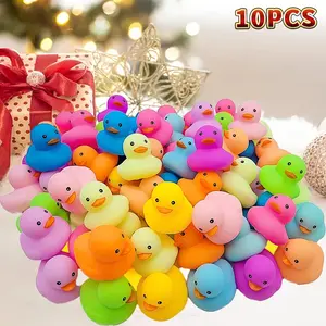10 Pack Colorful Mini Safe Rubber Ducks Baby Bath Toys, Float and Squeak Kids Bath Decorations, Party Gifts, Holiday Gifts for Boys and Girls